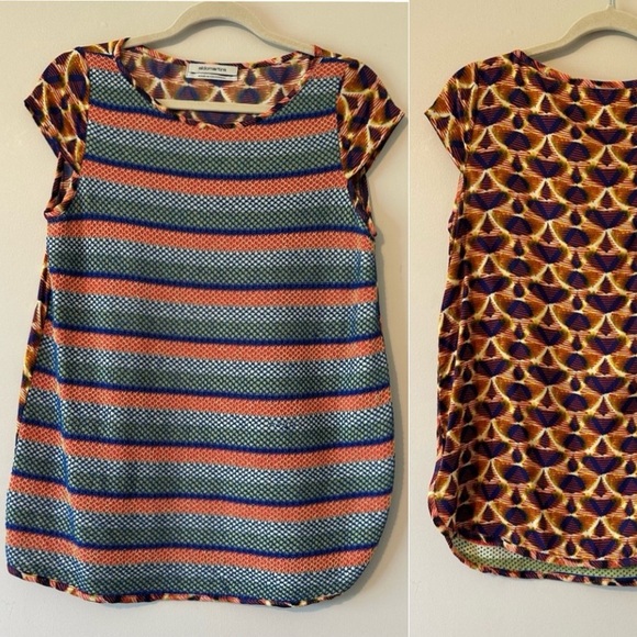 Aldo Martins Anthro Mix Media Bohemian Colorfully Blouse Top Mix Print Medium - Picture 3 of 9